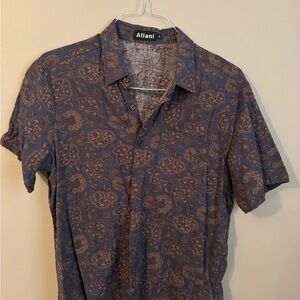 Men's Casual Blue and Brown Shirt